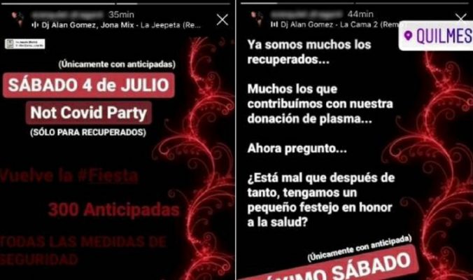 «Not Covid Party”: organizan una fiesta clandestina para personas recuperadas de coronavirus en Argentina