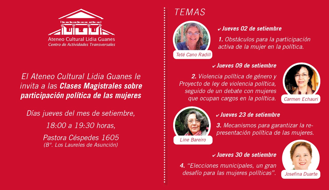 Continúan las clases gratuitas sobre participación política de mujeres en el Ateneo Lidia Guanes
