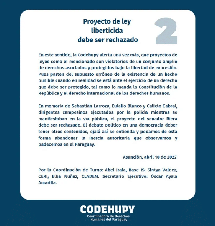 La propuesta de Riera es «antidemocrática» aseguran desde Codehupy