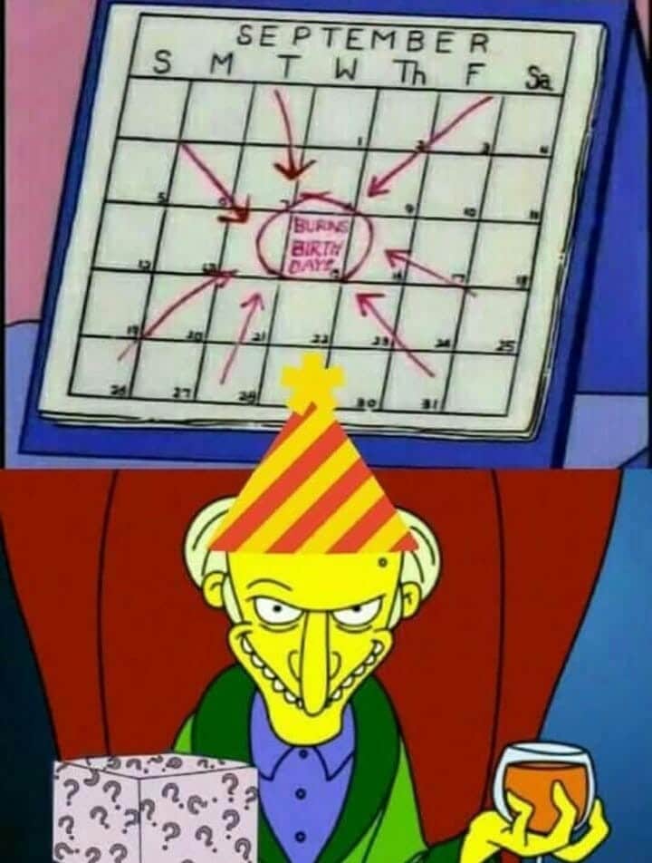 “Otro viernes ha llegado”, y además es el cumpleaños de C. Montgomery Burns, ¡Excelente!