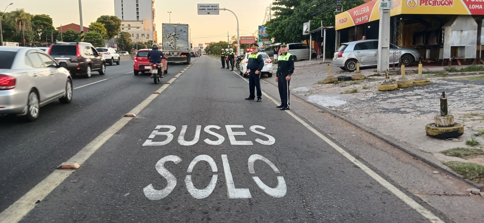 Multas por no respetar el carril único de buses en la ruta PY03, arrancan desde el lunes